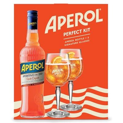 Aperol Spritz Gift Pack Contains 70CL Bottle Plus 2 x Authentic Branded Glasses Aperol Spritz Gift Pack Contains 70CL Bottle Plus 2 x Authentic Branded Glasses
