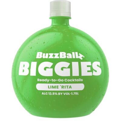BuzzBallz Biggies Lime Rita, Ready to Drink Margarita, 1.75l 13.5% ABV, Made with Real Vodka, Lime & Agave, Tart, Sweet, Zesty & Vibrant, Ideal for Pre-Drinks and Parties BuzzBallz Biggies Lime Rita, Ready to Drink Margarita, 1.75l 13.5% ABV, Made with Real Vodka, Lime & Agave, Tart, Sweet, Zesty & Vibrant, Ideal for Pre-Drinks and Parties