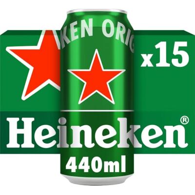 Heineken Lager Beer Cans, 15x 440ml Heineken Lager Beer Cans, 15x 440ml