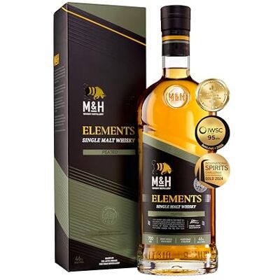 M&H Distillery Milk & Honey Elements Range Peated Cask Premium Israeli Single Malt Whisky 46% vol, 70cl Gift Box M&H Distillery Milk & Honey Elements Range Peated Cask Premium Israeli Single Malt Whisky 46% vol, 70cl Gift Box