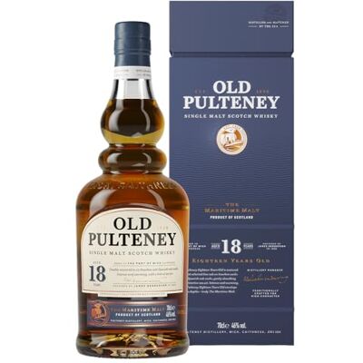 Pulteney Old 18 Year Old Single Malt Scotch Whisky, 46% ABV, 70cl, Highland Coastal Style, Matured in Ex-Bourbon & Oloroso Sherry Casks, Distilled & Aged by the Sea Pulteney Old 18 Year Old Single Malt Scotch Whisky, 46% ABV, 70cl, Highland Coastal Style, Matured in Ex-Bourbon & Oloroso Sherry Casks, Distilled & Aged by the Sea