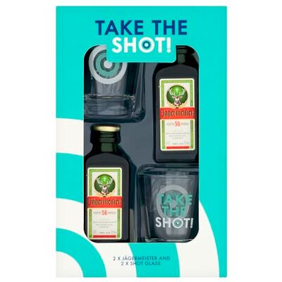 Blue Tree Take the Shot Jägermeister Gift Pack – 2 x 5cl Miniatures with Two Branded Shot Glasses – By Gifts Blue Tree Take the Shot Jägermeister Gift Pack – 2 x 5cl Miniatures with Two Branded Shot Glasses – By Gifts