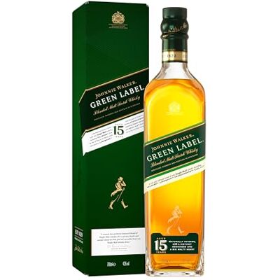 JOHNNIE WALKER Green Label 43% vol 70cl Blended Malt Scotch Whisky Matured at Least 15 Years Enjoy Neat or in Drinks Great for Gifting with Gift Box JOHNNIE WALKER Green Label 43% vol 70cl Blended Malt Scotch Whisky Matured at Least 15 Years Enjoy Neat or in Drinks Great for Gifting with Gift Box