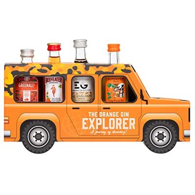 Blue Tree The Orange Gin Explorer Jeep Gift Box includes 4 flavoured 5cl Gins Novelty Gift Set by Gifts Blue Tree The Orange Gin Explorer Jeep Gift Box includes 4 flavoured 5cl Gins Novelty Gift Set by Gifts