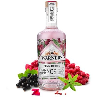 Warner's Distillery Warner’s Pink Berry Flavoured Non Alcoholic Gin 50cl, Premium Fruit Gin 0%, Great for Gin Gifts, Naturally Pink Low Calorie Gin, Ideal For Gin Based Mocktails Including Gin & Tonic, or a Tom Collins Warner's Distillery Warner’s Pink Berry Flavoured Non Alcoholic Gin 50cl, Premium Fruit Gin 0%, Great for Gin Gifts, Naturally Pink Low Calorie Gin, Ideal For Gin Based Mocktails Including Gin & Tonic, or a Tom Collins