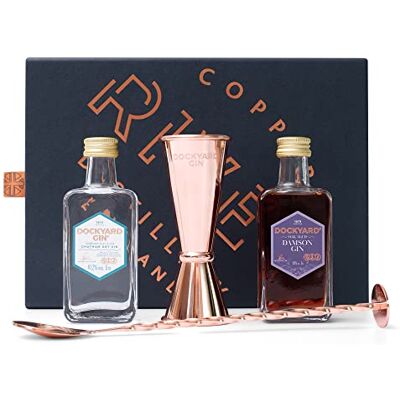 Copper Rivet Distillery Gin Gift Set Small Batch Gin, 2x5cl Dockyard Gin, Damson Gin, Copper Jigger & Stirrer, Premium Kent Gin, Local Grain, Flavoured Gin Cocktail Set, Christmas Gin Gifts by Copper Rivet Distillery Gin Gift Set Small Batch Gin, 2x5cl Dockyard Gin, Damson Gin, Copper Jigger & Stirrer, Premium Kent Gin, Local Grain, Flavoured Gin Cocktail Set, Christmas Gin Gifts by