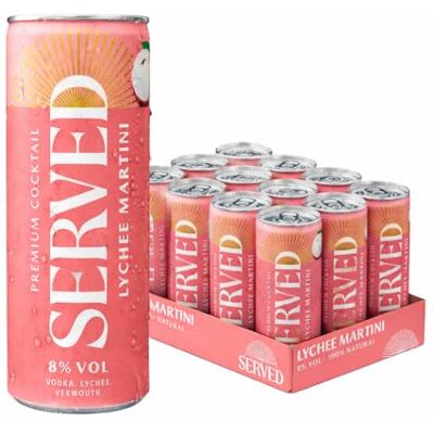 SERVED Lychee Martini 250ml, 8% ABV, Premium Bar Quality, Pre-Mixed & Ready To Drink, 12 x 250ml Cans SERVED Lychee Martini 250ml, 8% ABV, Premium Bar Quality, Pre-Mixed & Ready To Drink, 12 x 250ml Cans