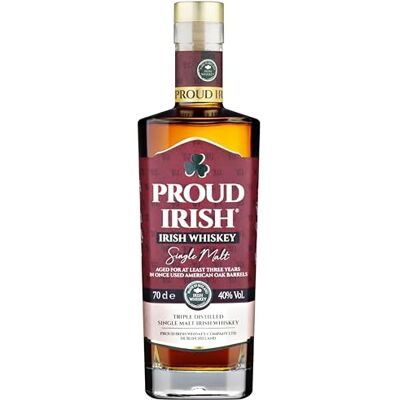 Proud Irish Single Malt Irish Whiskey – 700 ml, 40% ABV – Triple-Distilled Irish Malt with Orchard Fruit, Cereal & Clove Finish Proud Irish Single Malt Irish Whiskey – 700 ml, 40% ABV – Triple-Distilled Irish Malt with Orchard Fruit, Cereal & Clove Finish