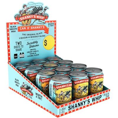 SHANKY'S WHIP Shanky’s Whip Black Irish Whiskey Liqueur Cans 12 x 100ml 33% ABV Caramel & Vanilla Flavour Irish Whiskey Liqueur Mini Cans Vegan & Gluten Free SHANKY'S WHIP Shanky’s Whip Black Irish Whiskey Liqueur Cans 12 x 100ml 33% ABV Caramel & Vanilla Flavour Irish Whiskey Liqueur Mini Cans Vegan & Gluten Free