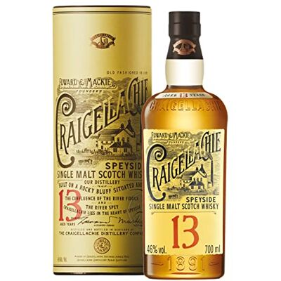 Craigellachie 13 Year Old Speyside Scotch Single Malt Whisky, 46% ABV, 70cl, with Gift Tube, Sherry & Bourbon Cask Finish, 700ml Craigellachie 13 Year Old Speyside Scotch Single Malt Whisky, 46% ABV, 70cl, with Gift Tube, Sherry & Bourbon Cask Finish, 700ml