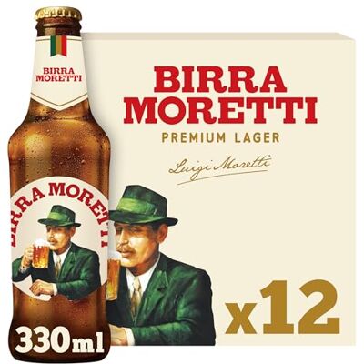 Birra Moretti , Premium Italian Lager, 4.6% ABV, 12 x 330ml Glass Bottle, Authentic Italian Beer Perfect with Good Food, Deliciously Bitter Hoppy Taste, Vegan Friendly Lager Birra Moretti , Premium Italian Lager, 4.6% ABV, 12 x 330ml Glass Bottle, Authentic Italian Beer Perfect with Good Food, Deliciously Bitter Hoppy Taste, Vegan Friendly Lager