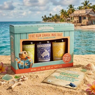 Blue Tree Hawksbill Rum Miniature Gift Set 3 x Caribbean Rum Miniatures (5cl) Includes Turtle Adoption Certificate Unique Tasting Gift Blue Tree Hawksbill Rum Miniature Gift Set 3 x Caribbean Rum Miniatures (5cl) Includes Turtle Adoption Certificate Unique Tasting Gift