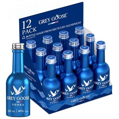 Grey Goose Vodka Miniatures, 40% vol., 5 cl / 50 ml (Pack of 12), Premium French Vodka Distilled Once and Bottled in France Grey Goose Vodka Miniatures, 40% vol., 5 cl / 50 ml (Pack of 12), Premium French Vodka Distilled Once and Bottled in France