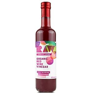 Raw Vibrant Living Organic Red Wine Vinegar with The Mother 500 ml, Pack of 12 Unfiltered, Certified Organic, Rich Flavour Raw Vibrant Living Organic Red Wine Vinegar with The Mother 500 ml, Pack of 12 Unfiltered, Certified Organic, Rich Flavour