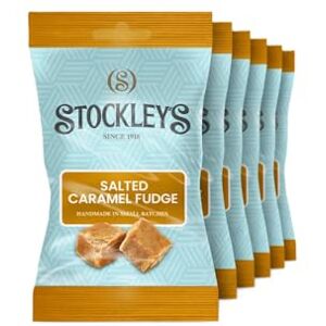 STOCKLEY'S SINCE 1918 Stockley's Salted Caramel Fudge Sharing Bags 150g x 6, Traditional British Crumbly Fudge with Sea Salt, Vegetarian Sweets, Handcrafted Confectionery Since 1918 STOCKLEY'S SINCE 1918 Stockley's Salted Caramel Fudge Sharing Bags 150g x 6, Traditional British Crumbly Fudge with Sea Salt, Vegetarian Sweets, Handcrafted Confectionery Since 1918