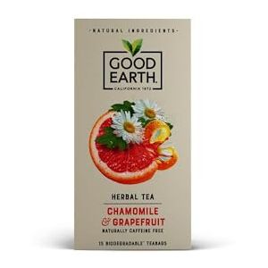Good Earth Tea Co. Chamomile & Grapefruit Tea Bags (5 x 15 Tea Bags) Refreshingly Natural, Rich & Well Rounded Herbal Tea Eco Friendly Packaging Plant Based Biodegradable Teabags Good Earth Tea Co. Chamomile & Grapefruit Tea Bags (5 x 15 Tea Bags) Refreshingly Natural, Rich & Well Rounded Herbal Tea Eco Friendly Packaging Plant Based Biodegradable Teabags