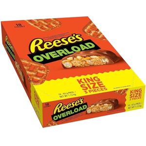 Reese's Overload Milk Chocolate Flavour, Peanut Butter, Caramel and Crispy Pretzels King Size Bar, Pack of 18 x 63 g Reese's Overload Milk Chocolate Flavour, Peanut Butter, Caramel and Crispy Pretzels King Size Bar, Pack of 18 x 63 g