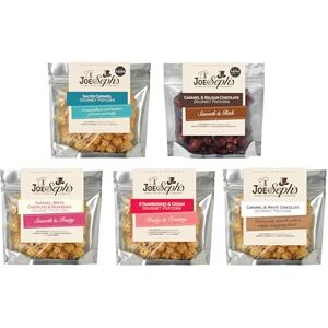 Joe & Seph's Summer Popcorn Tasting Selection (5x 30g), Salted Caramel, Caramel & Belgian Chocolate, Caramel, White Chocolate & Raspberry, Strawberries & Cream, Caramel & White Chocolate Joe & Seph's Summer Popcorn Tasting Selection (5x 30g), Salted Caramel, Caramel & Belgian Chocolate, Caramel, White Chocolate & Raspberry, Strawberries & Cream, Caramel & White Chocolate