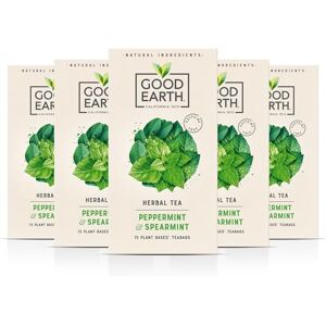 Good Earth Tea Co. Peppermint & Spearmint Tea Bags – Naturally Caffeine-Free Detox Tea with Bold Minty Flavour 5 x 15 Biodegradable Herbal Tea Bags Good Earth Tea Co. Peppermint & Spearmint Tea Bags – Naturally Caffeine-Free Detox Tea with Bold Minty Flavour 5 x 15 Biodegradable Herbal Tea Bags