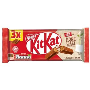 KitKat 4 Finger Milk Chocolate Bar Multipacks, 20 Pack of 3 x 41.5 g, (Total 60 Bars) 60 Bars x 41.5g 41.5g 4 Pack KitKat 4 Finger Milk Chocolate Bar Multipacks, 20 Pack of 3 x 41.5 g, (Total 60 Bars) 60 Bars x 41.5g 41.5g 4 Pack