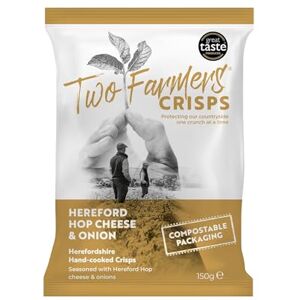 Two Farmers Crisps, Hereford Hop Cheese & Onion Hand Cooked Crisps, Vegetarian, Gluten Free, 100% Compostable Bags, 12 x 150g Two Farmers Crisps, Hereford Hop Cheese & Onion Hand Cooked Crisps, Vegetarian, Gluten Free, 100% Compostable Bags, 12 x 150g