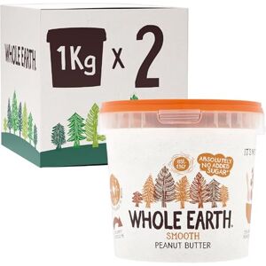 Whole Earth SMOOTH Peanut Butter , All Natural Ingredients, No Added Sugar, Gluten Free, Vegetarian & Vegan Friendly 2 x 1kg Tub Whole Earth SMOOTH Peanut Butter , All Natural Ingredients, No Added Sugar, Gluten Free, Vegetarian & Vegan Friendly 2 x 1kg Tub