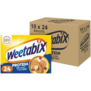 Weetabix Protein Pack of 10 x 24 Biscuits – High Protein Wholegrain Breakfast – Plant-Based Goodness – Low Sugar & High Fibre – 12g Protein per Serving – Source of Iron & Vitamin B1 – UK’s No.1 Cereal Weetabix Protein Pack of 10 x 24 Biscuits – High Protein Wholegrain Breakfast – Plant-Based Goodness – Low Sugar & High Fibre – 12g Protein per Serving – Source of Iron & Vitamin B1 – UK’s No.1 Cereal