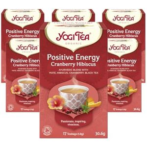 YOGI TEA , Cranberry Hibiscus, Organic Herbal Tea, Positive Energy, Blend of Mate, Hibiscus, Cranberry and Black Tea, 6 Packs x 17 Tea Bags (102 Teabags Total) YOGI TEA , Cranberry Hibiscus, Organic Herbal Tea, Positive Energy, Blend of Mate, Hibiscus, Cranberry and Black Tea, 6 Packs x 17 Tea Bags (102 Teabags Total)