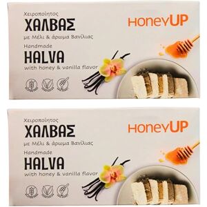 Melissokomiki Dodecanesse HoneyUp Halva with Real Honey & Vanilla Flavour Traditional Greek Sweet with Tahini Pack of 2 x 200g (Total 400g) Vegan-Friendly Mediterranean Dessert Melissokomiki Dodecanesse HoneyUp Halva with Real Honey & Vanilla Flavour Traditional Greek Sweet with Tahini Pack of 2 x 200g (Total 400g) Vegan-Friendly Mediterranean Dessert