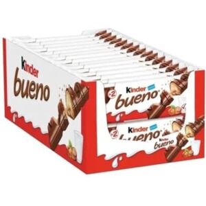 Kinder Bueno Wafer Twin Bars, Bulk Chocolate Gift Pack, Milk Chocolate Covered Wafer with Milky and Hazelnut Filling, Pack of 30 x 2 (60pcs) Kinder Bueno Wafer Twin Bars, Bulk Chocolate Gift Pack, Milk Chocolate Covered Wafer with Milky and Hazelnut Filling, Pack of 30 x 2 (60pcs)