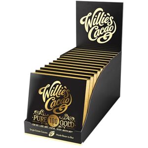 Willie's Cacao Pure Gold, 100% Cocoa Bar 40g x 12 Smooth nutty notes No added sugar Vegan chocolate Artisan made Willie's Cacao Pure Gold, 100% Cocoa Bar 40g x 12 Smooth nutty notes No added sugar Vegan chocolate Artisan made