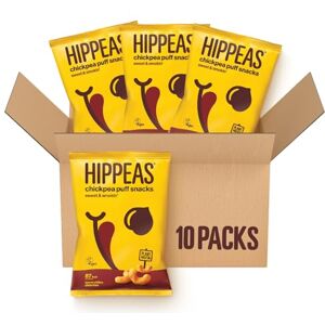 Hippeas Smoky Paprika Chickpea Puff Vegan Crisps 10 x 78g Sharing Bags Plant-Based, Source of Protein & Fibre Free from Gluten & Artificial Flavours Light & Crunchy 91 calories per serving Hippeas Smoky Paprika Chickpea Puff Vegan Crisps 10 x 78g Sharing Bags Plant-Based, Source of Protein & Fibre Free from Gluten & Artificial Flavours Light & Crunchy 91 calories per serving