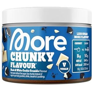 MORE NUTRITION MORE Chunky Flavour, Black & White Cookie Crumble, 150 g, flavour powder for sweetening, low in sugar and calories, with inulin and lactase – made in Germany MORE NUTRITION MORE Chunky Flavour, Black & White Cookie Crumble, 150 g, flavour powder for sweetening, low in sugar and calories, with inulin and lactase – made in Germany