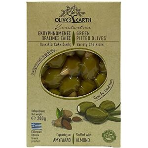 Olive's Earth Olive’s Earth Greek Green Pitted Olives Stuffed with Almond, Chalkidiki Variety 4 x 200g (800g) Natural Greek Olives Preservative-Free Vegan Snack & Mediterranean Appetiser Olive's Earth Olive’s Earth Greek Green Pitted Olives Stuffed with Almond, Chalkidiki Variety 4 x 200g (800g) Natural Greek Olives Preservative-Free Vegan Snack & Mediterranean Appetiser