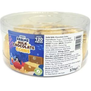 Candy Milk Chocolate Coins, Gold Foil Wrapped Pieces, 576 g Tub (Pack of 120) Candy Milk Chocolate Coins, Gold Foil Wrapped Pieces, 576 g Tub (Pack of 120)