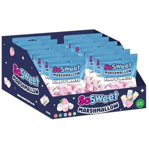 SoSweet Marshmallow Pink & White – 12 x 140g Bags of Soft, Fluffy Vanilla and Strawberry-Flavoured Marshmallows Great for Snacking, Baking & Desserts Classic Sweet Treats SoSweet Marshmallow Pink & White – 12 x 140g Bags of Soft, Fluffy Vanilla and Strawberry-Flavoured Marshmallows Great for Snacking, Baking & Desserts Classic Sweet Treats
