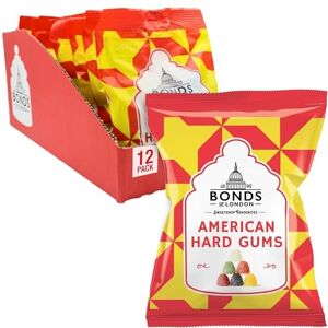 Bonds of London American Hard Gums Bags, Retro Fruit Gift Sweets, Vegetarian Friendly, 130 g (Pack of 12) Bonds of London American Hard Gums Bags, Retro Fruit Gift Sweets, Vegetarian Friendly, 130 g (Pack of 12)
