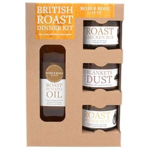 Ross & Ross Gifts British Roast Dinner Kit Quad Kit, Containing Roast Potato Oil, 250ml, Roast Chicken Rub, 50g, Pigs in Blankets Dust, 50g and Roast Dinner Dust, 50g Ross & Ross Gifts British Roast Dinner Kit Quad Kit, Containing Roast Potato Oil, 250ml, Roast Chicken Rub, 50g, Pigs in Blankets Dust, 50g and Roast Dinner Dust, 50g