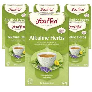 YOGI TEA , Alkaline Herbs, Organic Herbal Tea, Naturally Caffeine Free, Blend of Dandelion, Nettle and Lavender, 6 Packs x 17 Tea Bags (102 Teabags Total) YOGI TEA , Alkaline Herbs, Organic Herbal Tea, Naturally Caffeine Free, Blend of Dandelion, Nettle and Lavender, 6 Packs x 17 Tea Bags (102 Teabags Total)