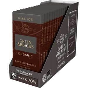 Green & Black's Organic Dark Chocolate Bar, 70% Cocoa, Rich & Intense, 90 g (Pack of 15) Green & Black's Organic Dark Chocolate Bar, 70% Cocoa, Rich & Intense, 90 g (Pack of 15)