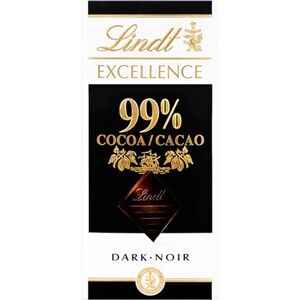 Lindt Excellence 99% Dark Chocolate Bar, 50g x 18 Lindt Excellence 99% Dark Chocolate Bar, 50g x 18
