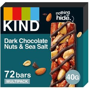 KIND Bars, Gluten Free Snack Bars, Dark Chocolate Nuts & Sea Salt, High Fibre, Healthy Snack, No Artificial Colours, Flavours or Preservatives, Multipack 72 x 40g KIND Bars, Gluten Free Snack Bars, Dark Chocolate Nuts & Sea Salt, High Fibre, Healthy Snack, No Artificial Colours, Flavours or Preservatives, Multipack 72 x 40g