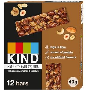 KIND Bars, Hazelnut Butter Milk Chocolate, Healthy Snack, Gluten Free Snack Bars, No Artificial Colours, Flavours or Preservatives, Multipack 12 x 40g KIND Bars, Hazelnut Butter Milk Chocolate, Healthy Snack, Gluten Free Snack Bars, No Artificial Colours, Flavours or Preservatives, Multipack 12 x 40g