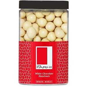 Rita Farhi White Chocolate Covered Hazelnuts in a Gift Jar, 285g Palm Oil Free Rita Farhi White Chocolate Covered Hazelnuts in a Gift Jar, 285g Palm Oil Free