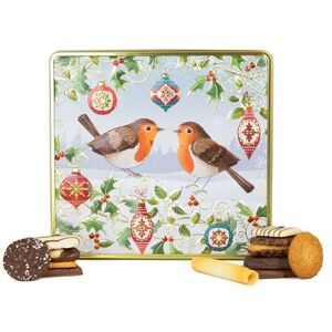 The Silver Crane co. Winter Robins Belgian Biscuits Square Tin Christmas Biscuit Tins, Belgian Chocolate Biscuits Gift Set Selection, Novelty Christmas Biscuit Box Festive Tins of Chocolates Gifts for Women & Men The Silver Crane co. Winter Robins Belgian Biscuits Square Tin Christmas Biscuit Tins, Belgian Chocolate Biscuits Gift Set Selection, Novelty Christmas Biscuit Box Festive Tins of Chocolates Gifts for Women & Men