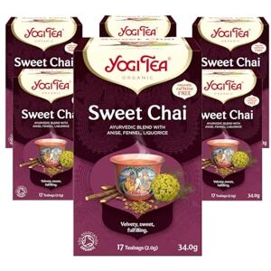 YOGI TEA , Sweet Chai, Organic Herbal Tea, Naturally Caffeine Free, Blend of Anise, Fennel and Liquorice, 6 Packs x 17 Tea Bags (102 Teabags Total) YOGI TEA , Sweet Chai, Organic Herbal Tea, Naturally Caffeine Free, Blend of Anise, Fennel and Liquorice, 6 Packs x 17 Tea Bags (102 Teabags Total)