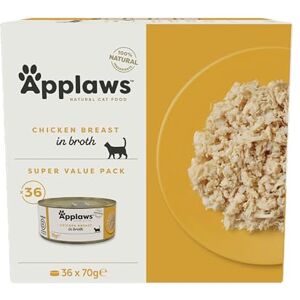 Applaws 100% Natural Wet Cat food, Chicken Breast in Broth 70 g, Bulk Pack (36 x 70 g Tins) Applaws 100% Natural Wet Cat food, Chicken Breast in Broth 70 g, Bulk Pack (36 x 70 g Tins)
