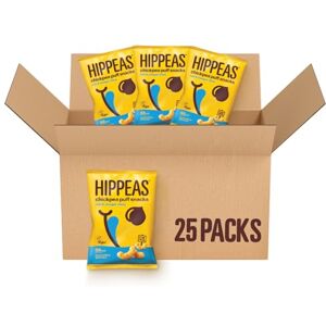 Hippeas Salt & Vinegar Chickpea Puff Vegan Crisps Multipack 25 x 15g Packets Plant-Based, Source of Protein Free from Gluten & Artificial Flavours Light & Crunchy 62 calories per serving Hippeas Salt & Vinegar Chickpea Puff Vegan Crisps Multipack 25 x 15g Packets Plant-Based, Source of Protein Free from Gluten & Artificial Flavours Light & Crunchy 62 calories per serving