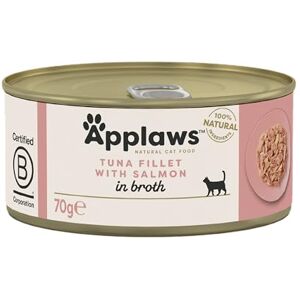 Applaws 100% Natural Wet Cat Food Tin, Tuna Fillet with Salmon in Broth 70 g Tin (Pack of 24) Applaws 100% Natural Wet Cat Food Tin, Tuna Fillet with Salmon in Broth 70 g Tin (Pack of 24)