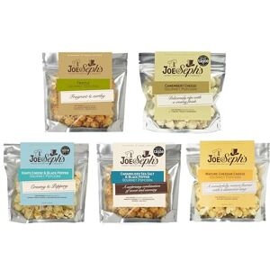 Joe & Seph's Savoury Popcorn Tasting Selection (5x30g) Goats Cheese & Black Pepper, Cheddar Cheese, Truffle, Cheddar Cheese & Chilli and Camembert Cheese, gourmet popcorn, air-popped popcorn Joe & Seph's Savoury Popcorn Tasting Selection (5x30g) Goats Cheese & Black Pepper, Cheddar Cheese, Truffle, Cheddar Cheese & Chilli and Camembert Cheese, gourmet popcorn, air-popped popcorn